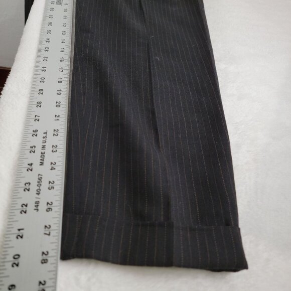 Evan-Picone Womens Black Pinstripe Wool Pleated Dress Pants Sz 10 Career Pockets - Picture 9 of 11